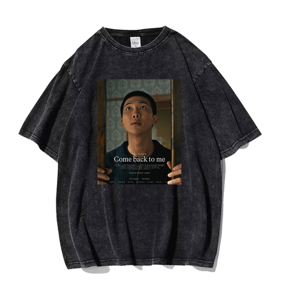 Unisex RM Kpop Poster Graphic Washed T-shirt