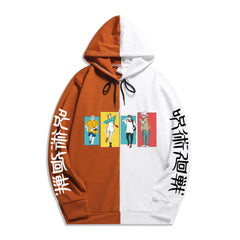 Unisex Anime Color Block Sports Pullover Hoodie