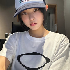 Haerin Cotton Letter Short-sleeved T-shirt