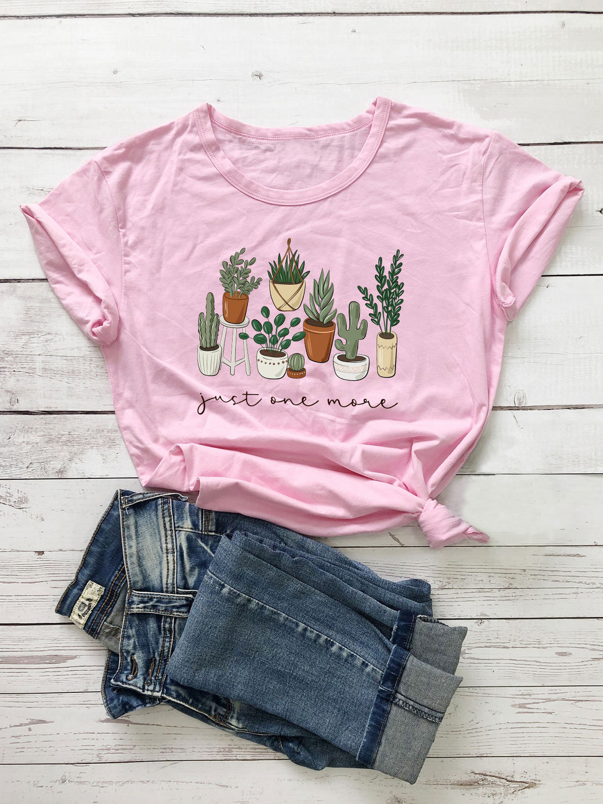 Lovely Women's Cactus Green Plants Short Sleeve T-shirt