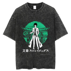 Retro Anime Printed Cotton Washed Short-sleeved Top