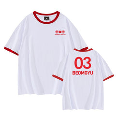 KPOP TXT Letter Round Neck Short-sleeved T-shirt