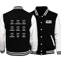 Chic Men's Stormtrooper Printed Baseball Jacket