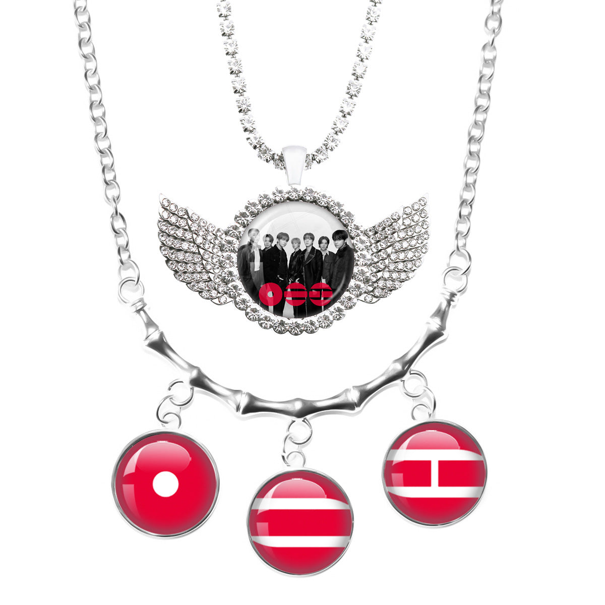 ARIRANG Gem Pendant Angel Wings Necklace