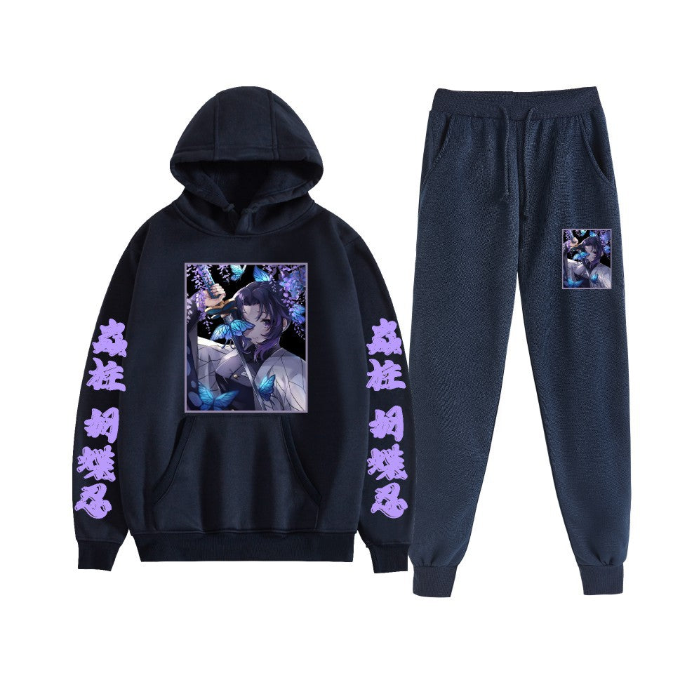 Casual Anime Graphic Print Hoodie Loose Pants