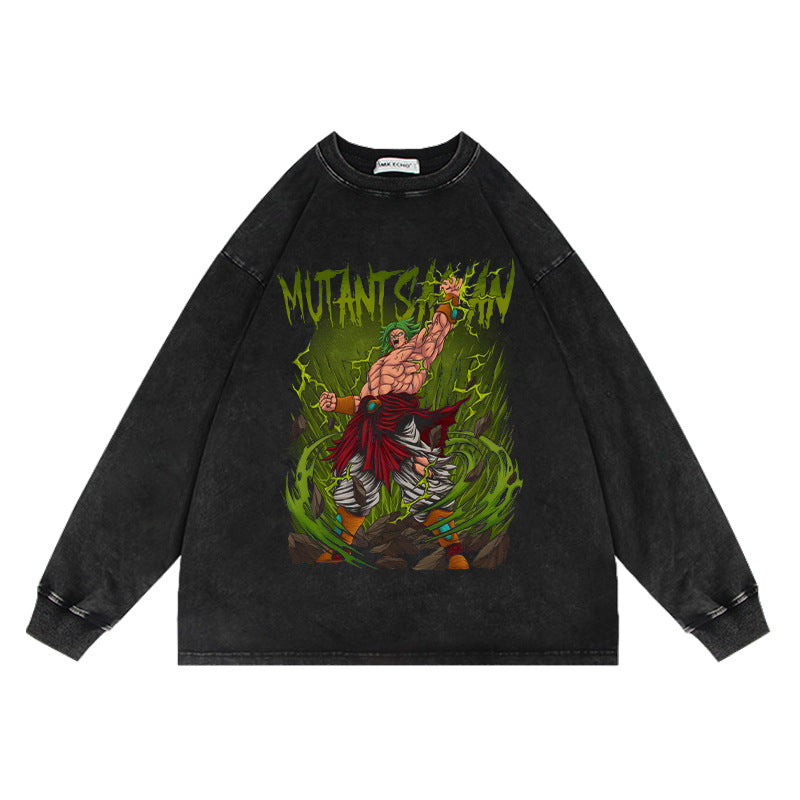 Vintage Anime Washed Oversize Crew Neck Sweatshirt