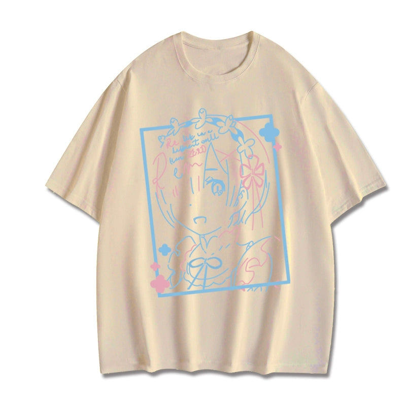 Rem Anime Loose Cotton Short Sleeve T-shirt