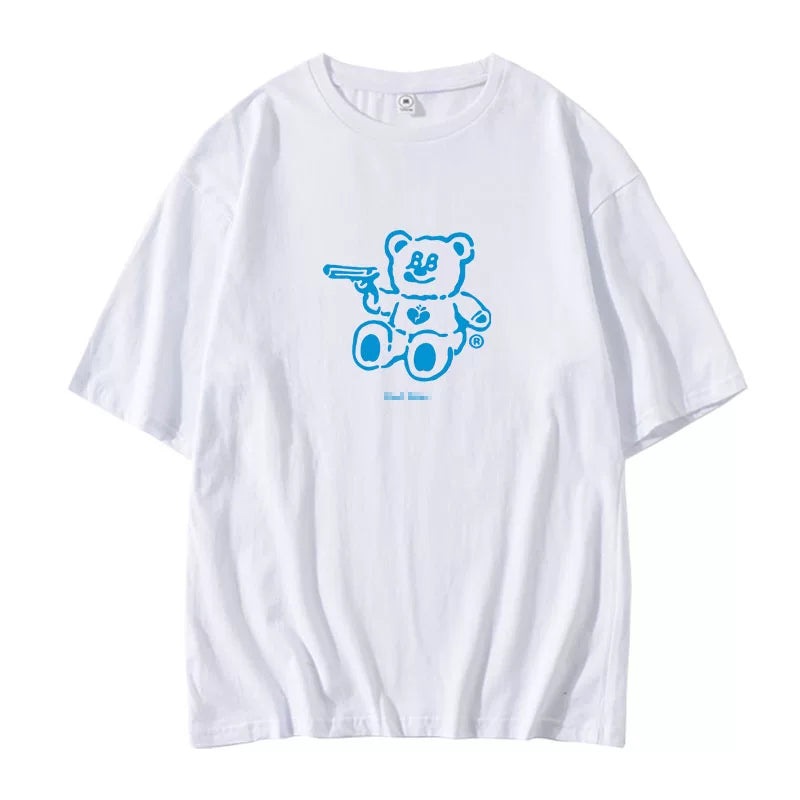 GAEUL Bear Graphic Printed Short Sleeve T-Shirt