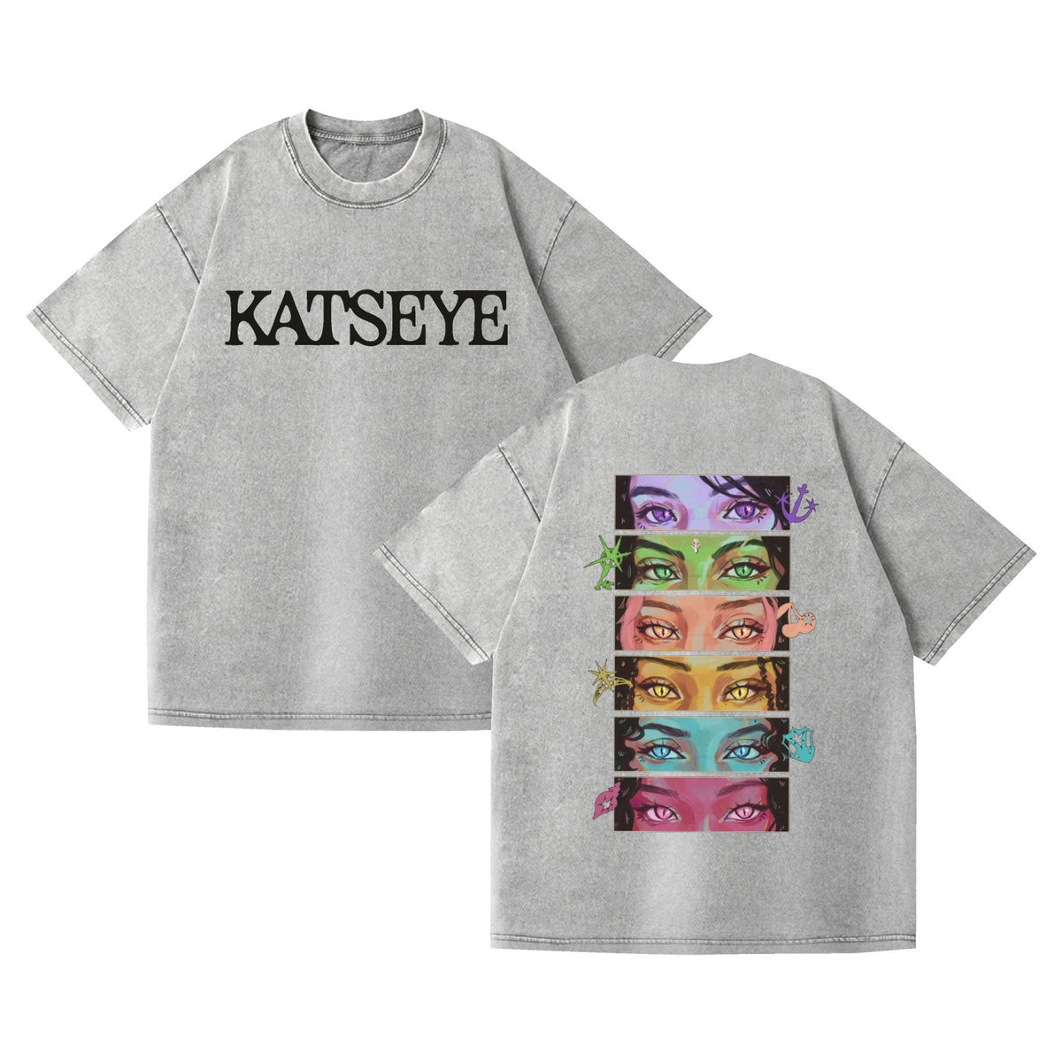 Vintage Katseye Cotton Washed Short-sleeved T-shirt