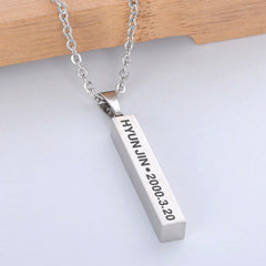 Cool Versatile Name Square Vertical Bar Necklace