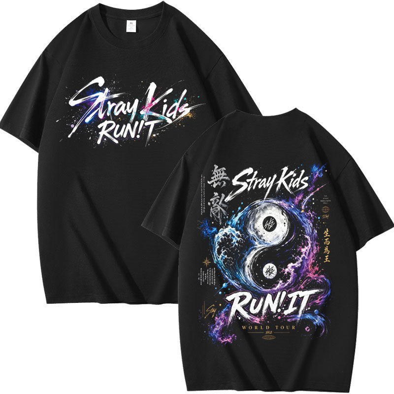 SKZ World Tour Run It Graffiti Printed Short Sleeve T-Shirt