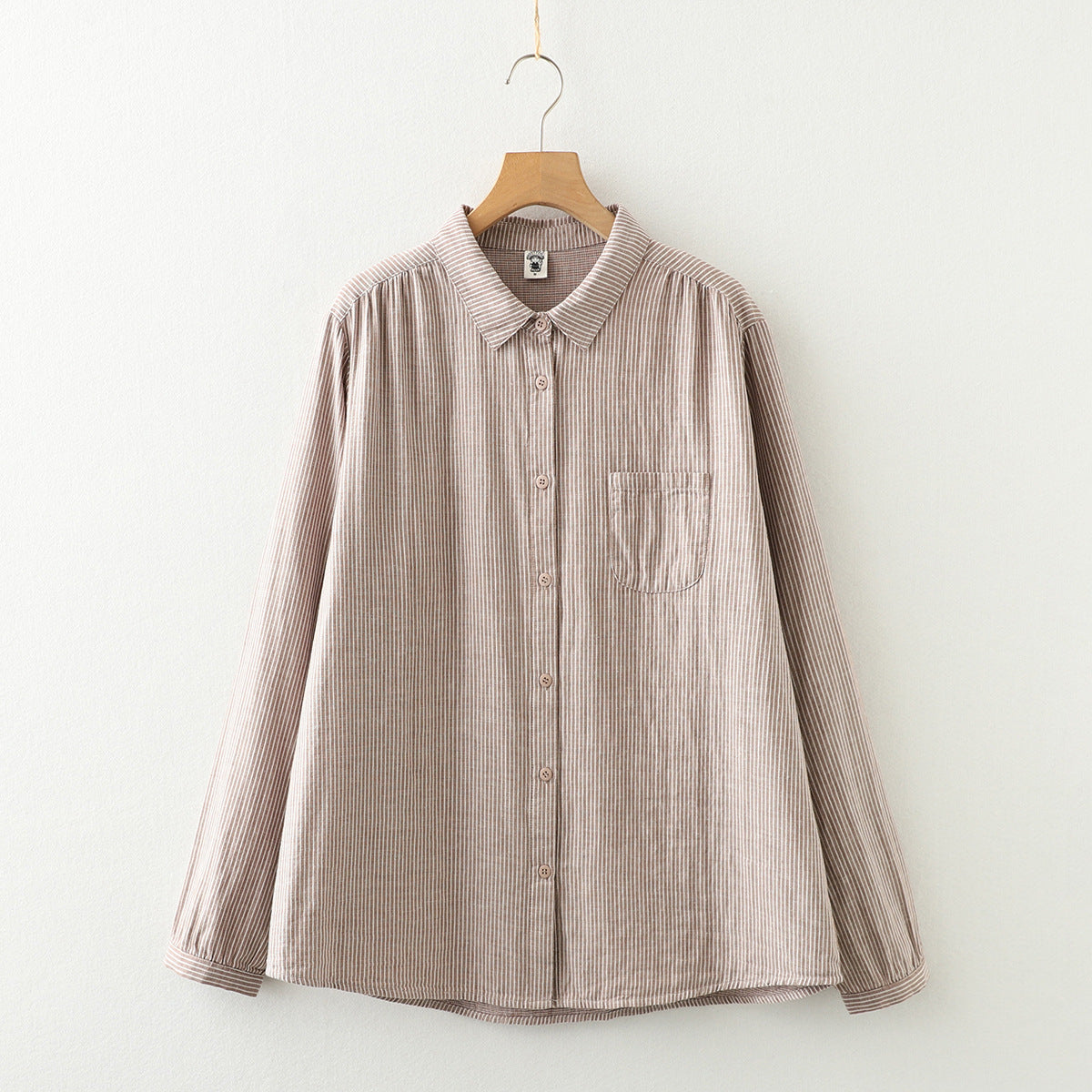 Women's Korean Style Pocket Striped Double-layer Shirt