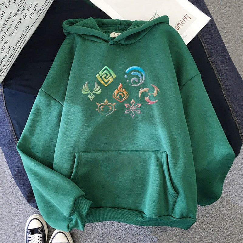 Unisex Game Elements Print Loose Hoodie