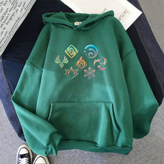 Unisex Game Elements Print Loose Hoodie
