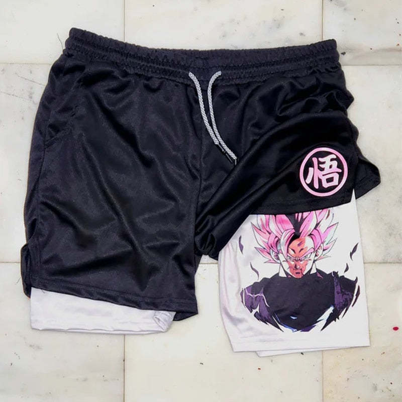 Casual Anime Double-layer Fitness Sports Shorts