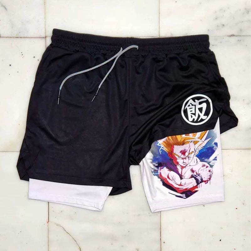 Casual Anime Double-layer Fitness Sports Shorts