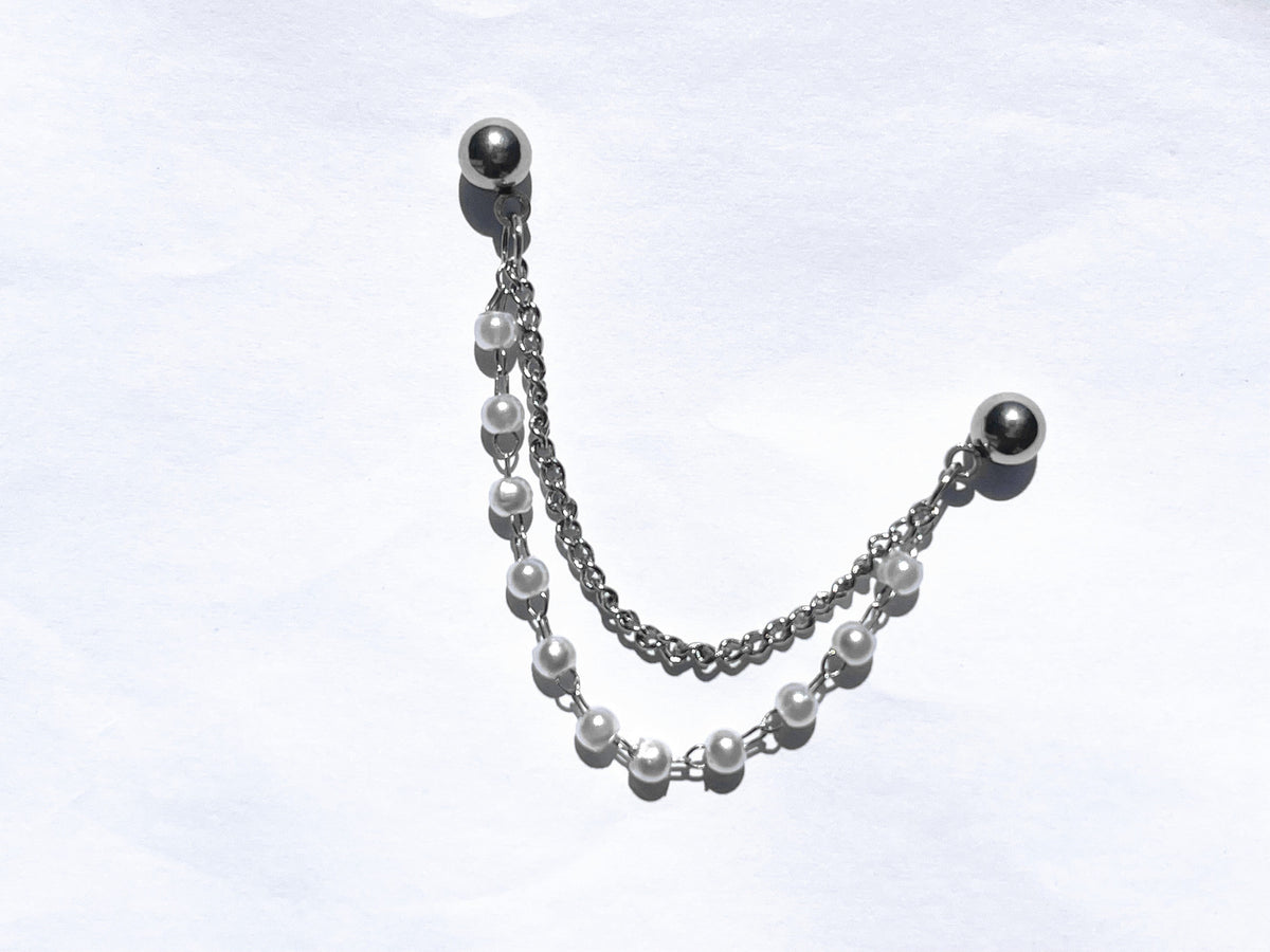 KPOP Pearl Chain Stud Earrings