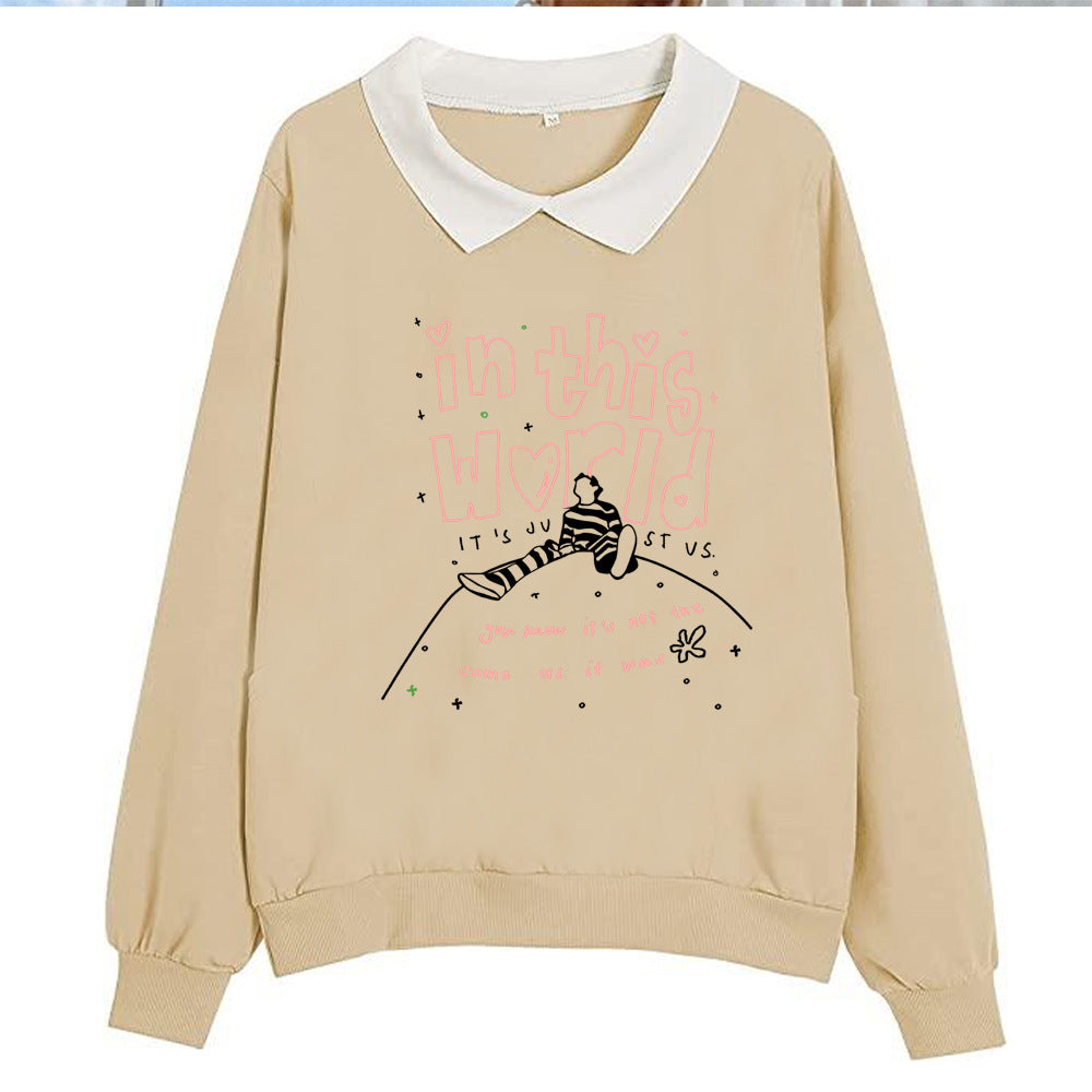 Cute Girls Harry Graphic Print V-neck POLO Sweatshirt