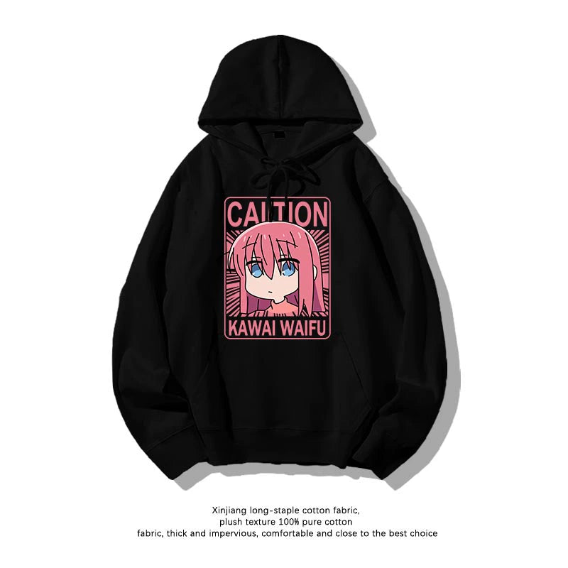 Casual Anime Bocchi Print Loose Hoodie
