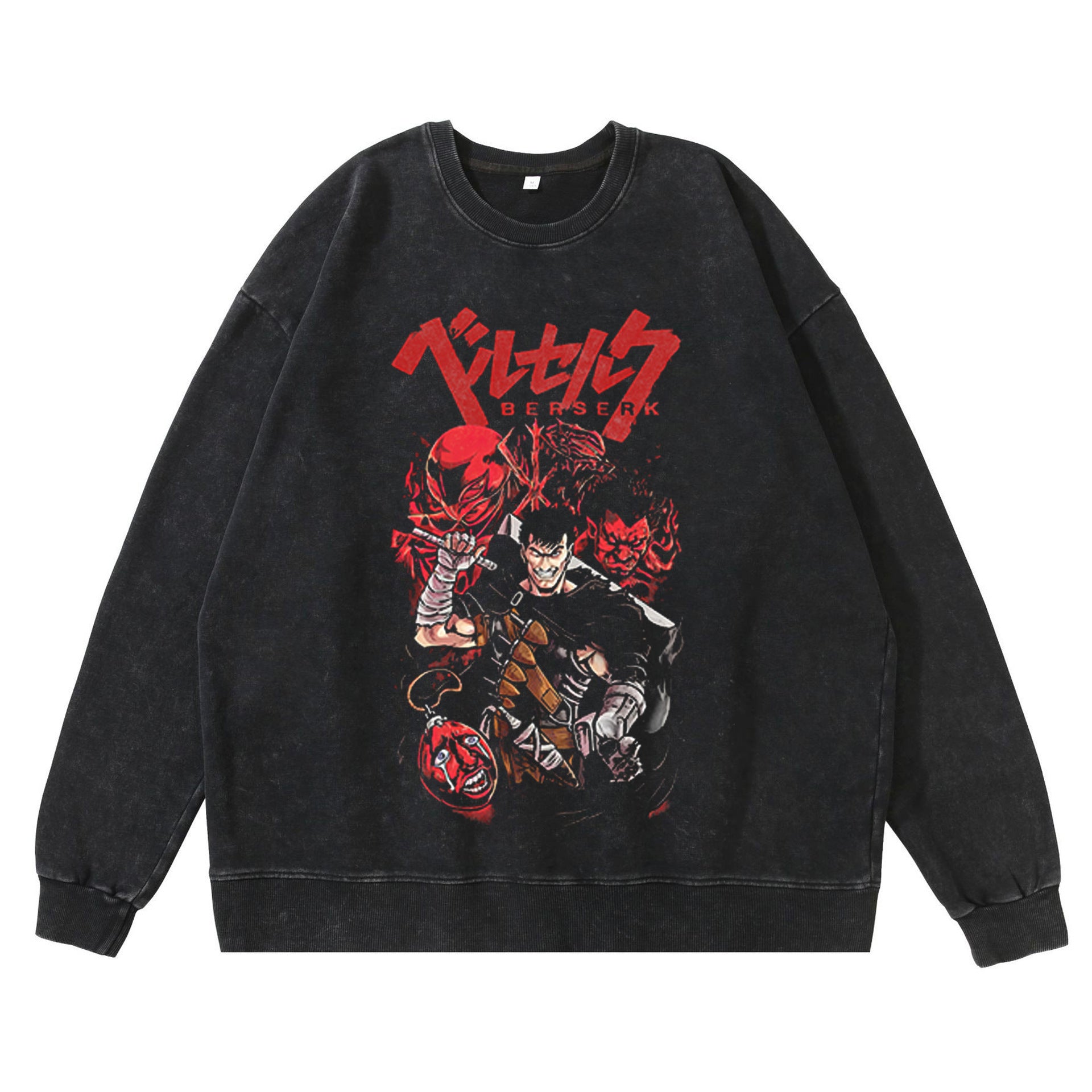 Vintage Anime Washed Crew Neck Sweatshirt