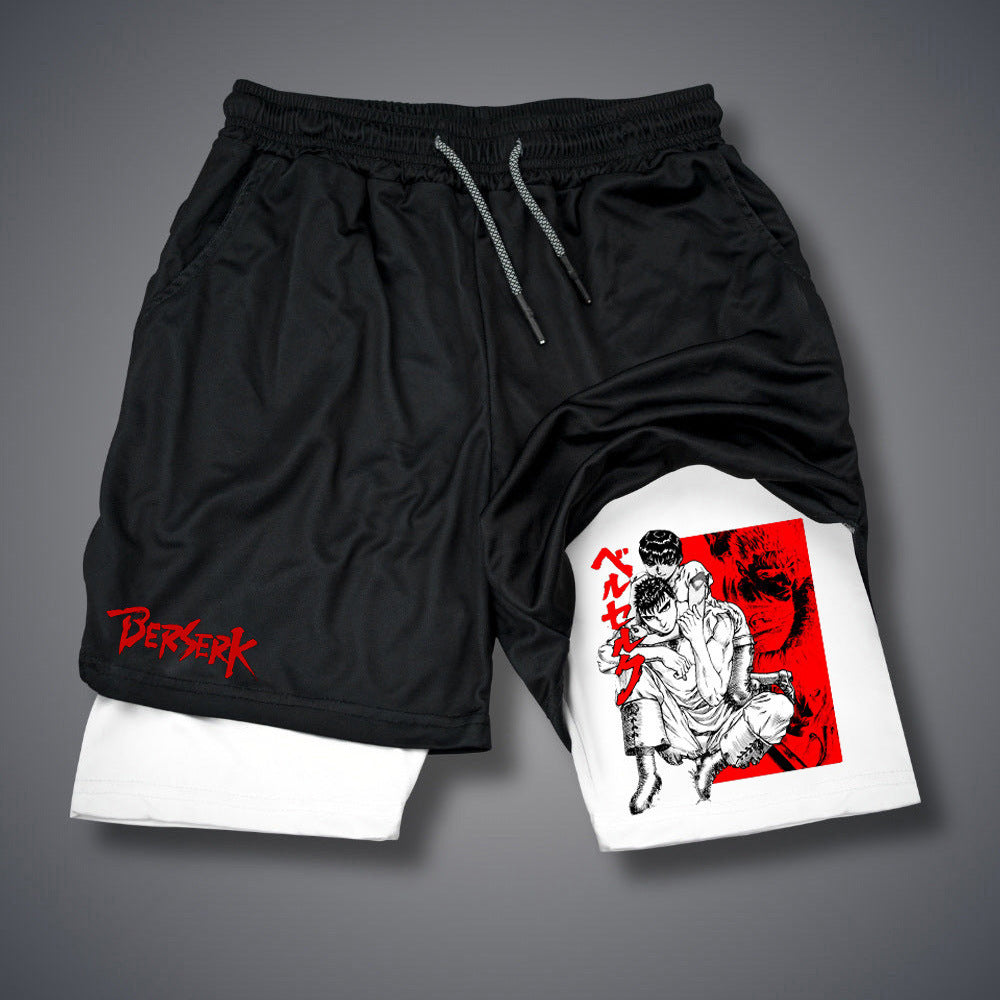 Casual Anime Double-layer Sports Shorts