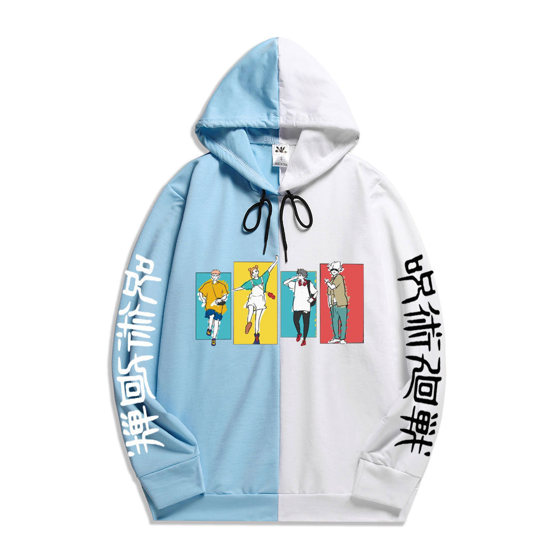 Unisex Anime Color Block Sports Pullover Hoodie