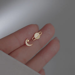 Saturn and Moon Earrings