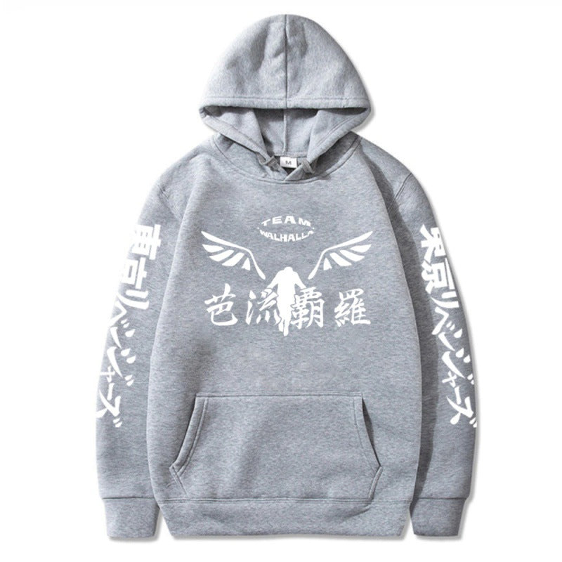 Unisex Anime Logo Print Loose Hoodie