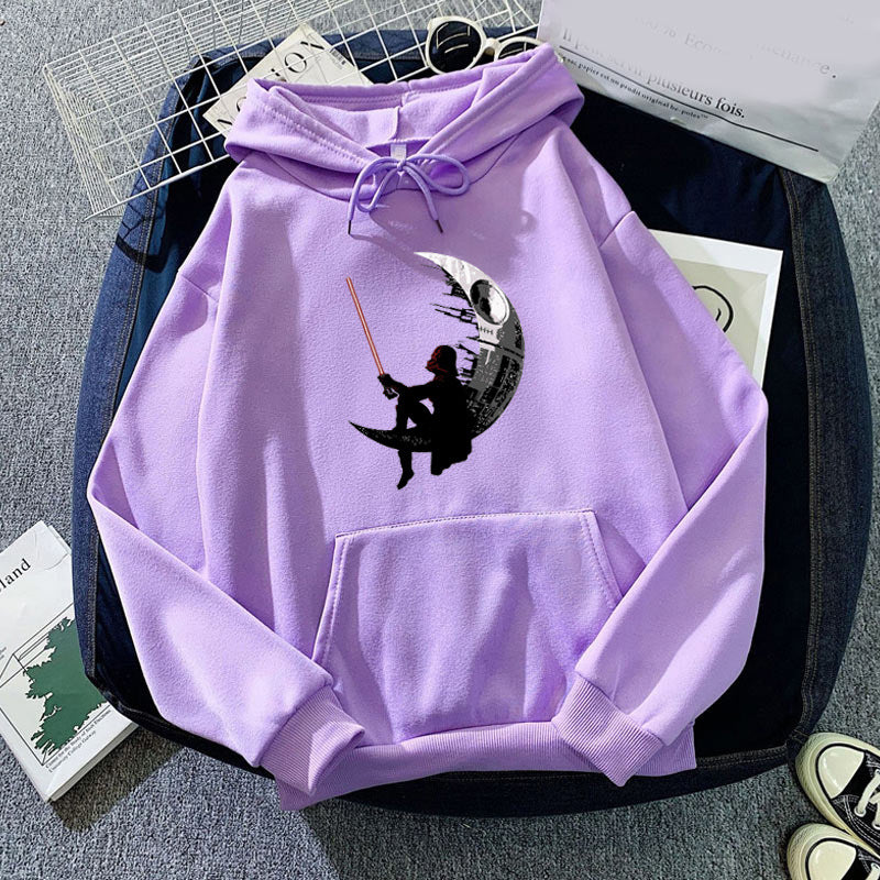 Unisex Moon Darth Vader Pattern Printed Hoodie