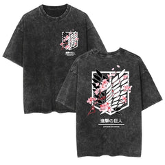 Vintage Anime Graphic Casual Cotton Washed T-Shirt