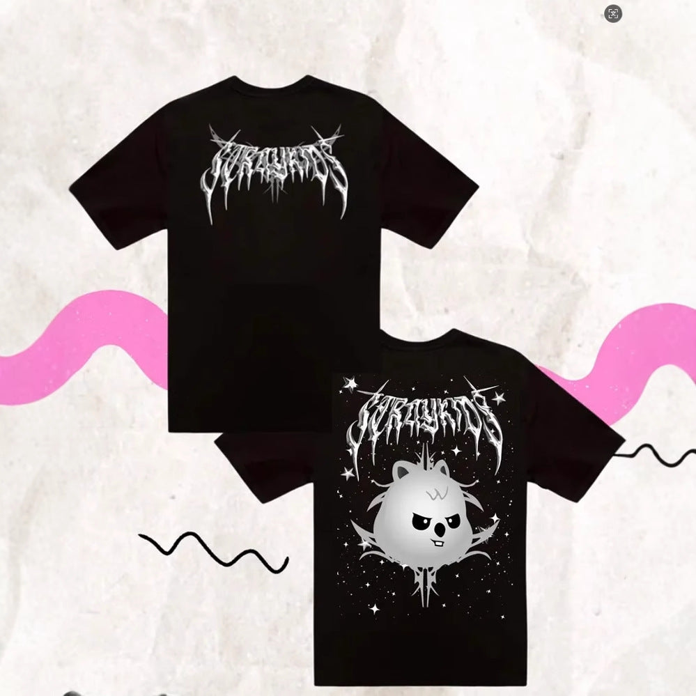 Unisex Kpop Cartoon Print Crew Neck Tee
