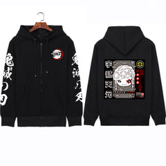 Unisex Anime Pattern Casual Zip Up Hoodie