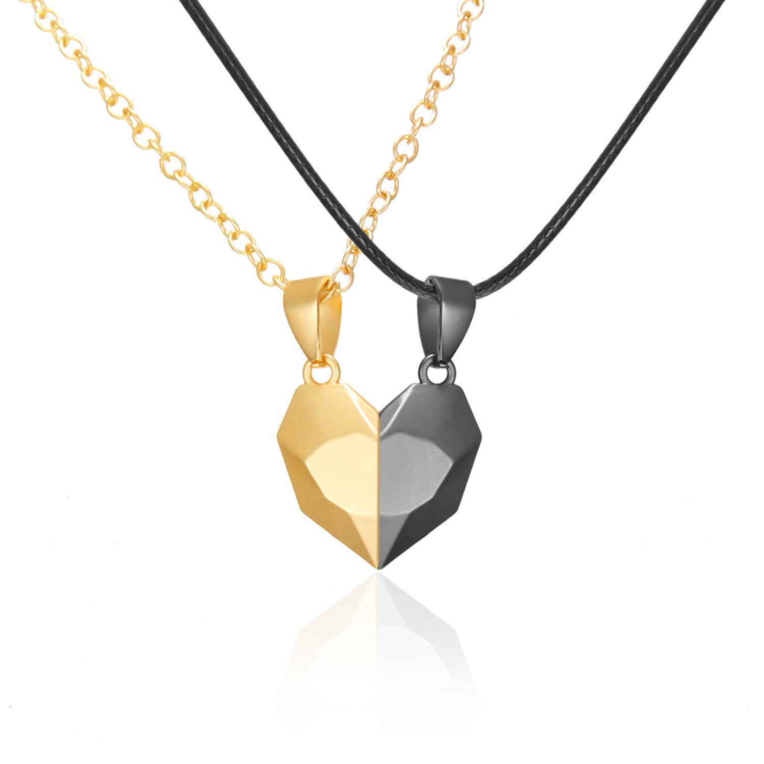 Versatile Magnetite Heart-shaped Couple Necklace