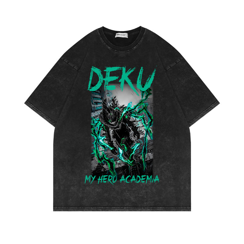 Vintage Anime Cotton Washed Short-sleeved T-shirt