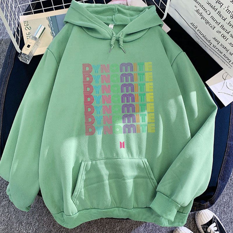 Women's Kpop DYNAMITE Candy-colored Loose Hoodie