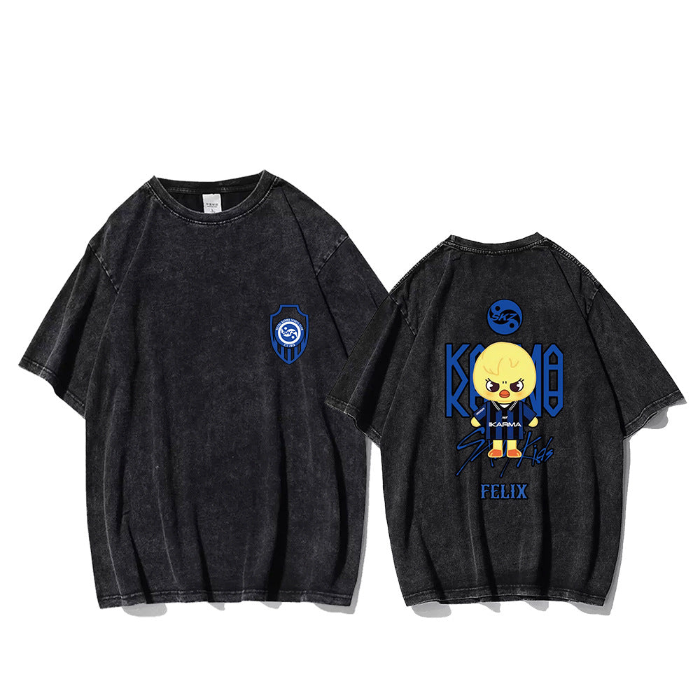 Bbokari Foxi.ny Cartoon Print Washed T-shirt