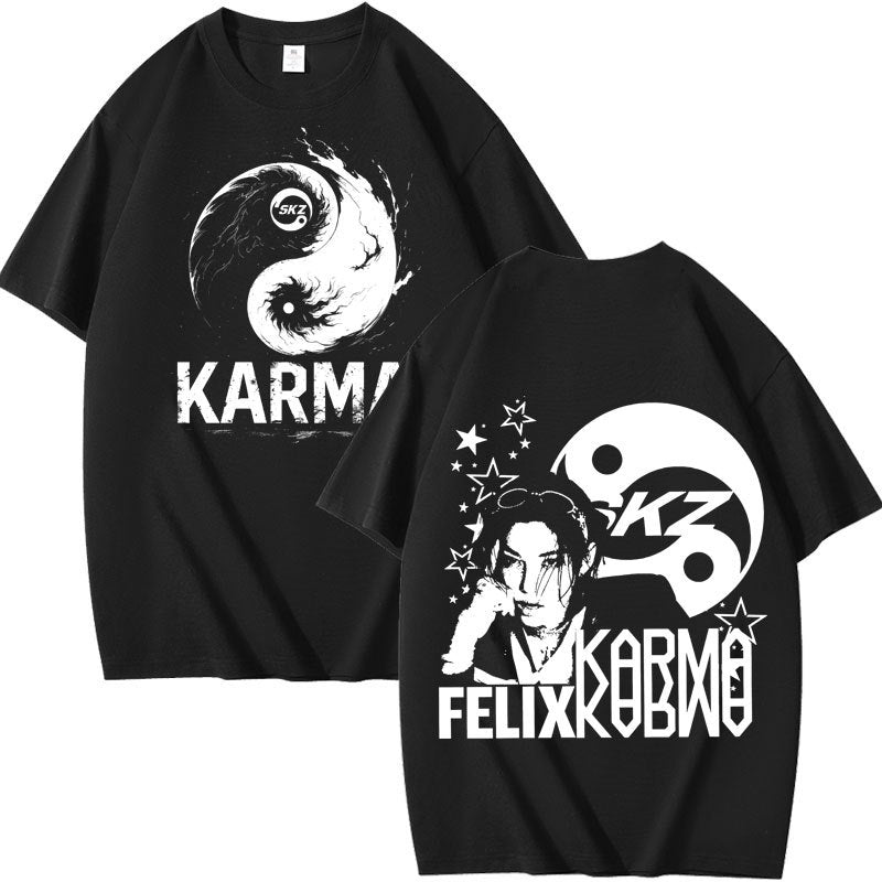 Skz Karma Graphic Print Summer Short Sleeve T-Shirt