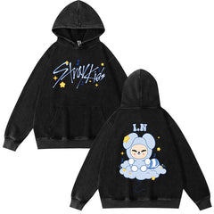 SKZ Doll Graphic Washed Hoodie Top