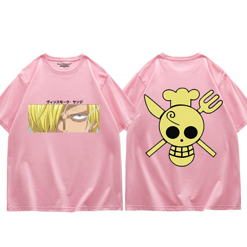 Unisex Anime Sanji Print Loose T-Shirt