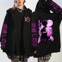 Unisex Chic Anime Graphic Print Zipper Hoodie