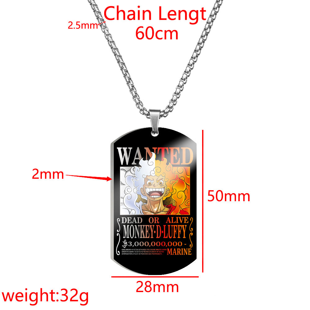 Luffy Wanted Stainless Steel Dog Tag Necklace