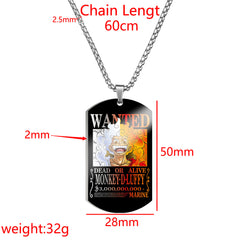 Luffy Wanted Stainless Steel Dog Tag Necklace