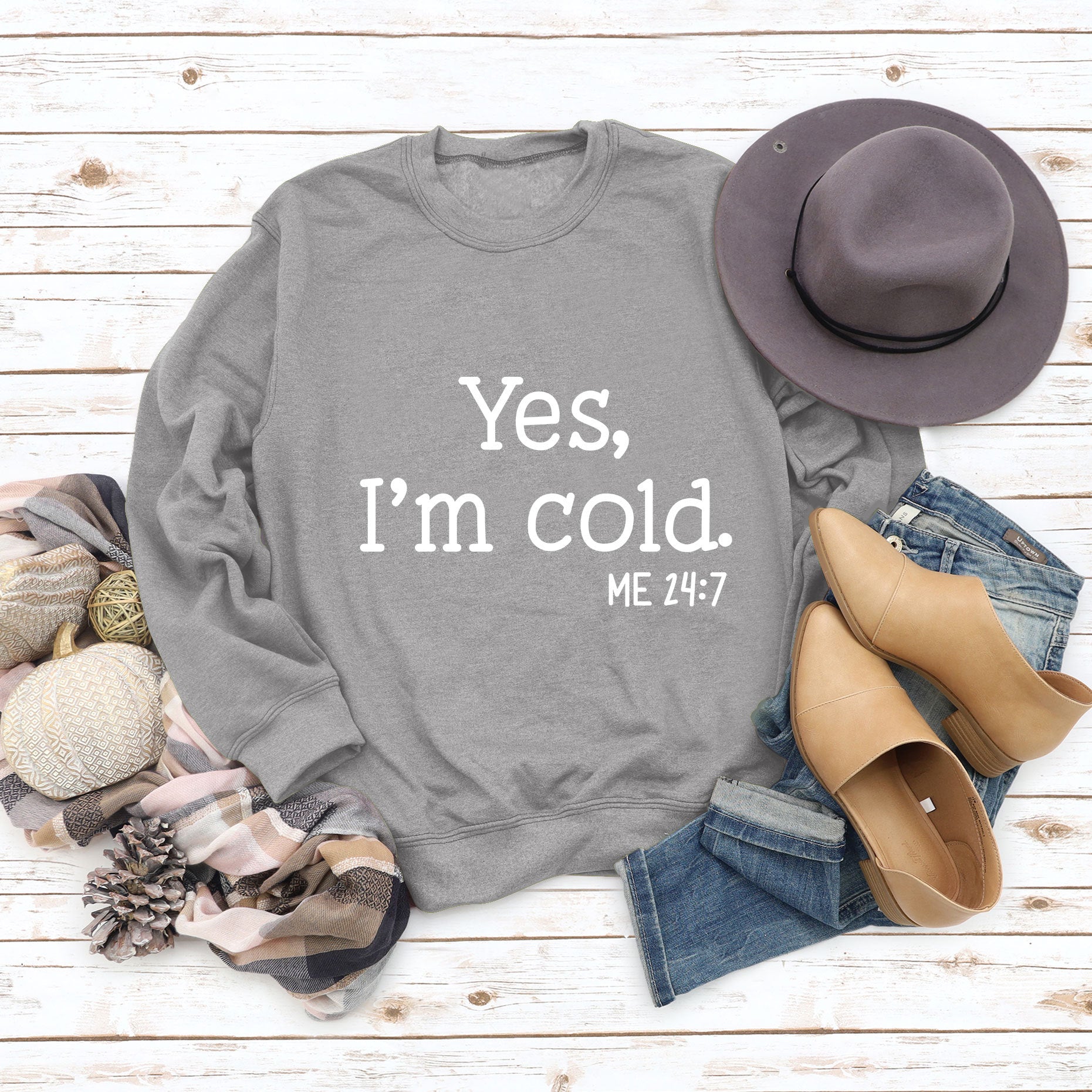 Women's Yes I'm Cold Printed Casual Sweatshirt
