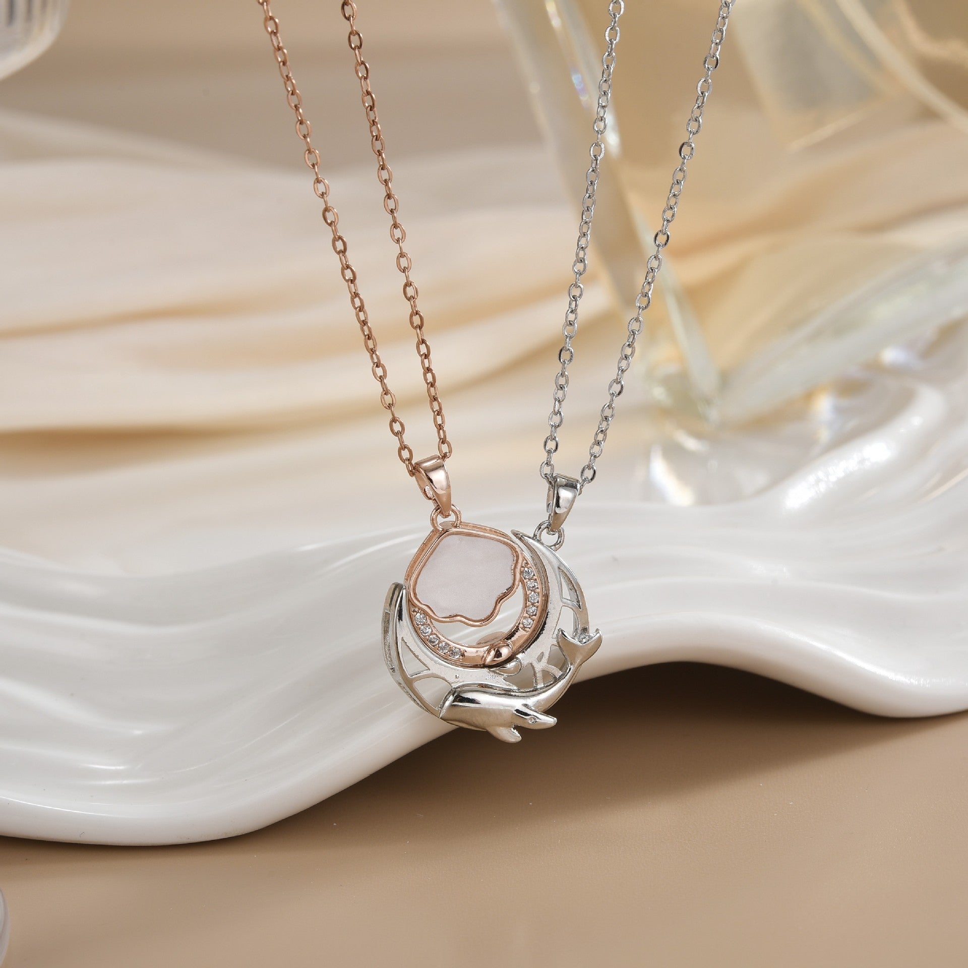 Versatile Magnetic Sun Moon Couple Necklace