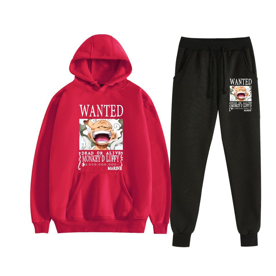 Unisex Luffy Anime Printed Hoodie Sports Pants