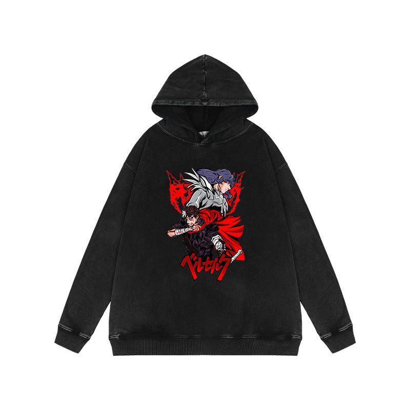 Trendy Vintage Anime Washed Loose Hoodie