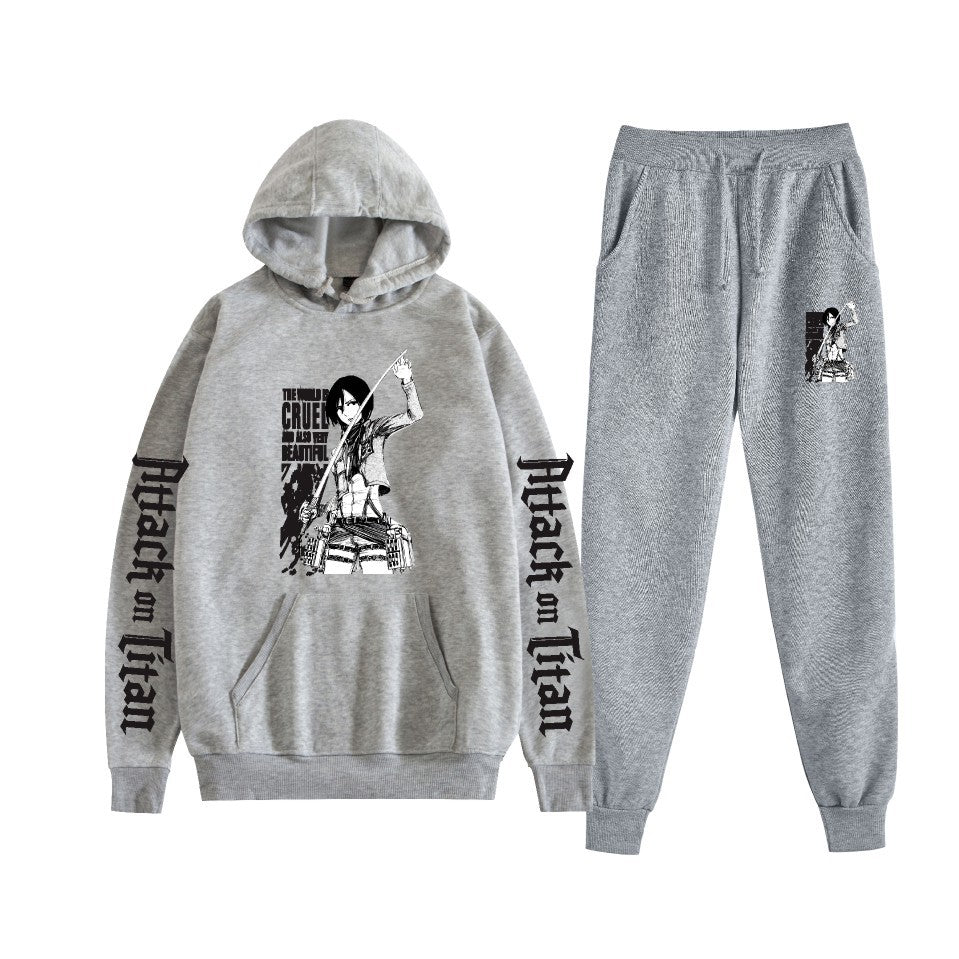 Men's Anime Pattern Print Hoodie Pants Set