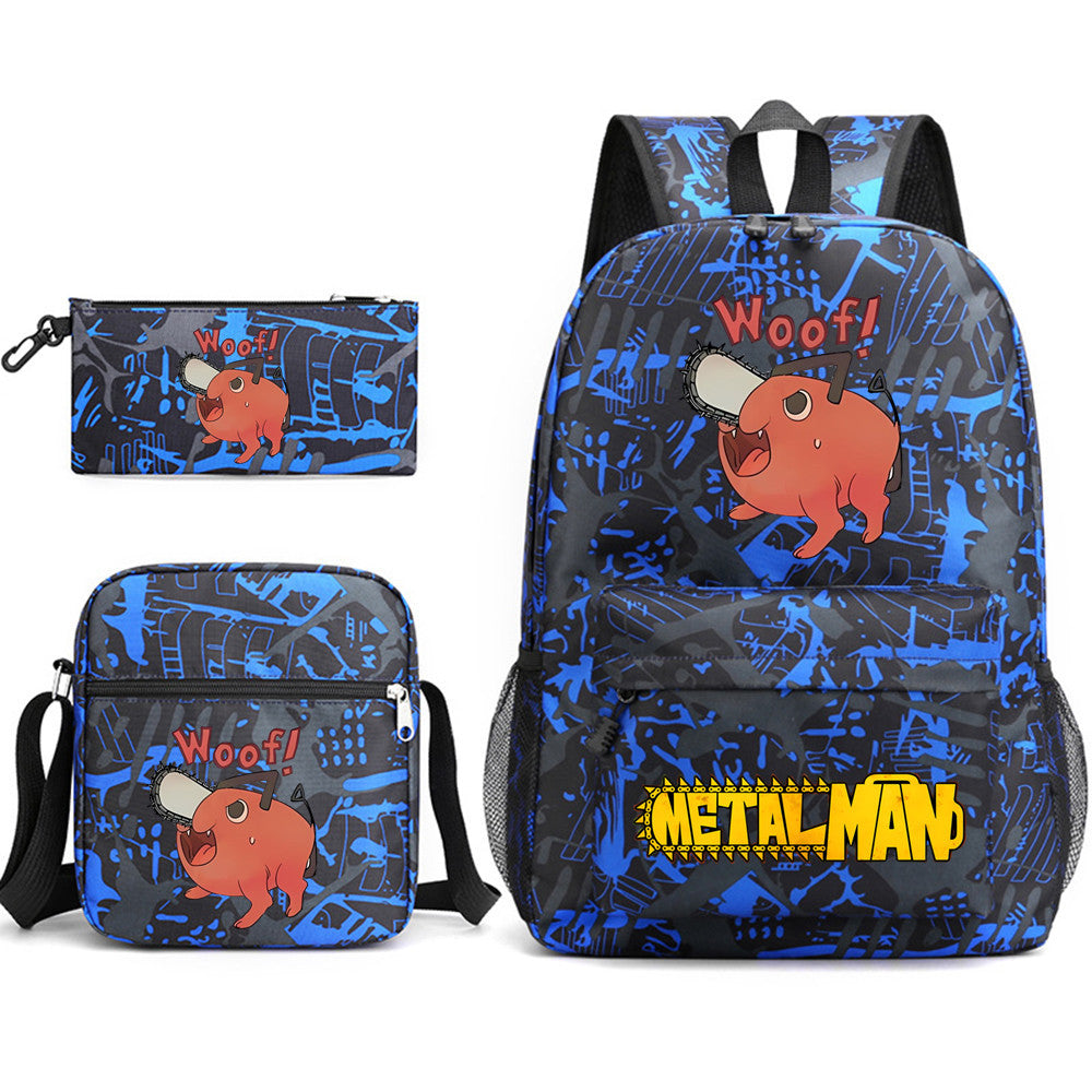 Pochita School Bag Three-piece Backpack