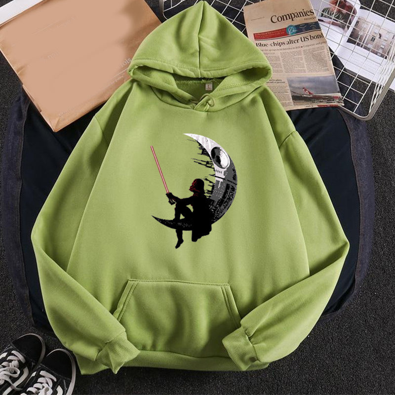 Unisex Moon Darth Vader Pattern Printed Hoodie