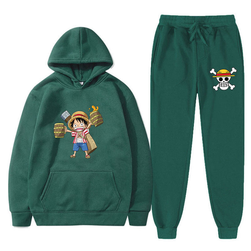 Casual Sports Luffy Graphic Hoodie Pants Tracksuit